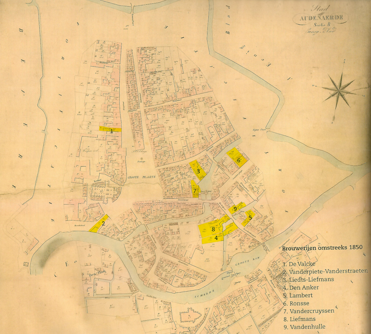 Brouwerijen in Oudenaarde rond 1850